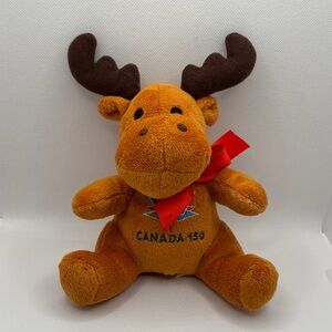 Creature Comforts Plush Moose Toy with Red Bow For Canada 150e anniversary